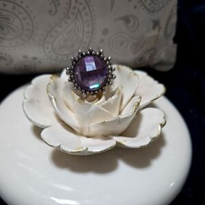 Purple Gemstone Ring with Silver Accents